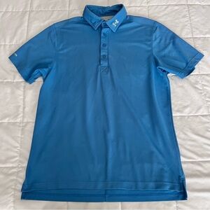 Under Armour - Men’s Light Blue Cold Black Polo Shirt with Logo, Size XL